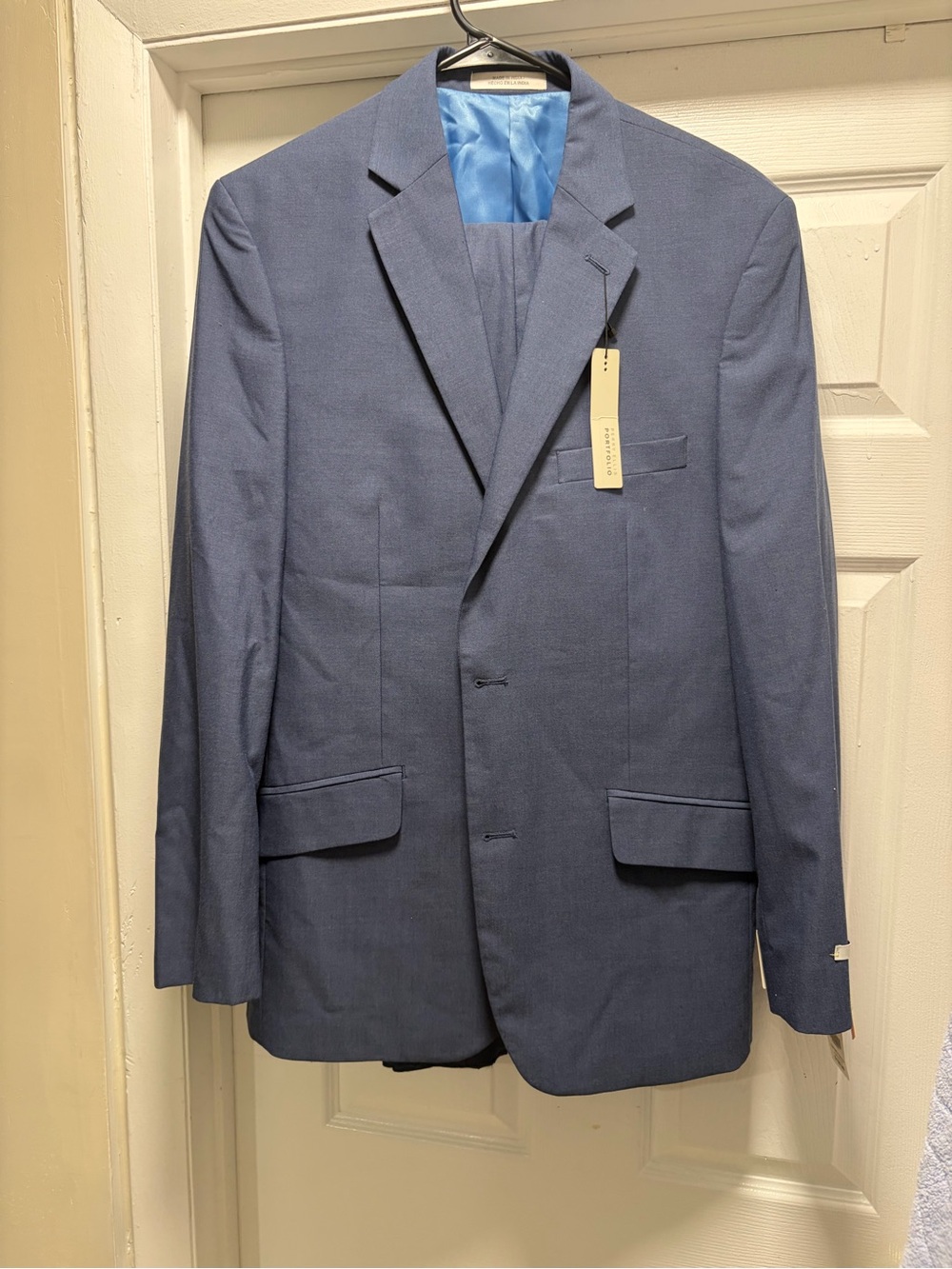 Perry Ellis Men’s Blue 2-Piece Suit New – Unhemmed Pants